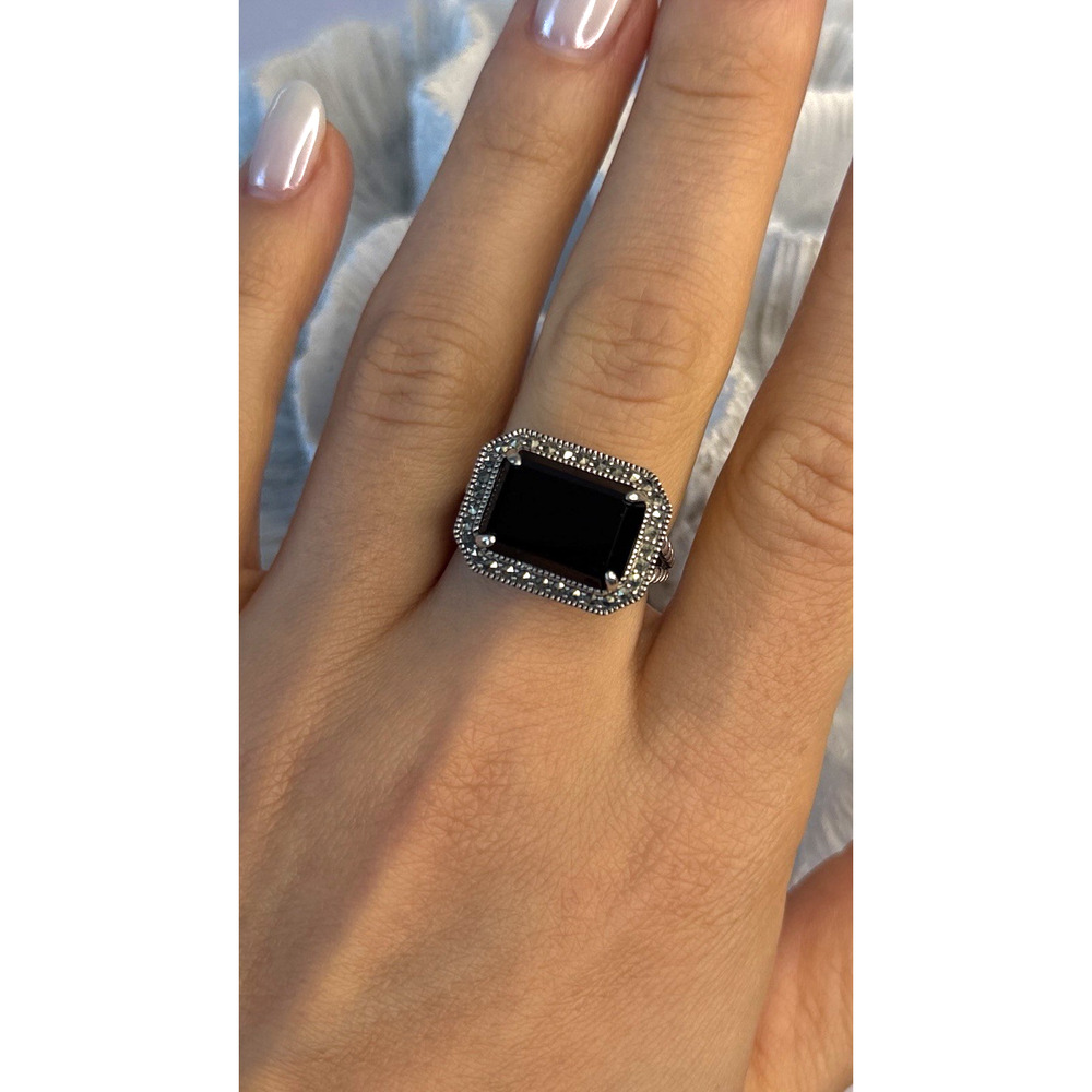 Marc 925 Sterling Silver Black Onyx Ring Size 8